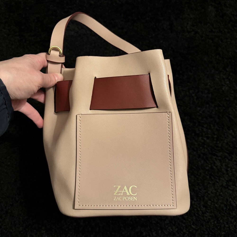 ZAC Zac Posen Beige and Brown Leather Shoulder Bag